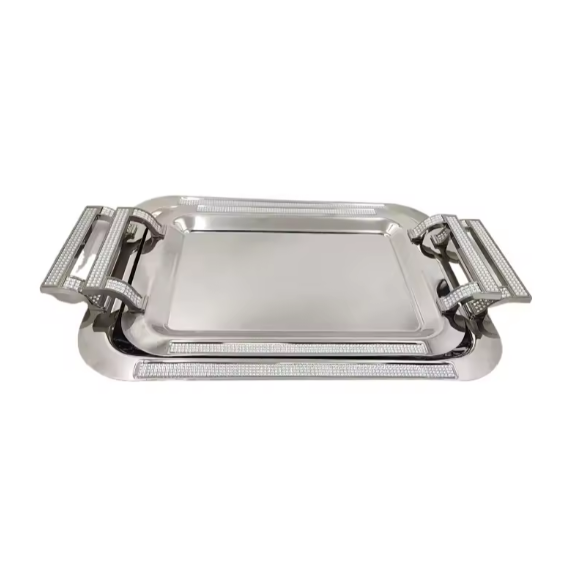 European style stainless steel metal luxury wedding decoration home hotel vintage fruit serving tray