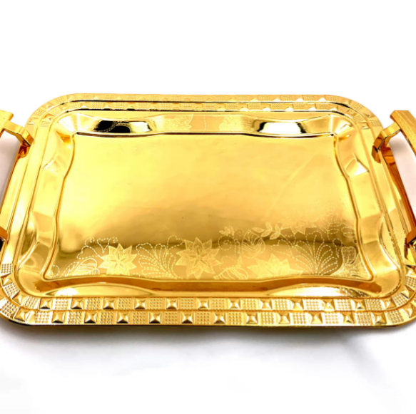 wholesale Luxury Wedding decoration gold Metal Fruit Restaurant trays